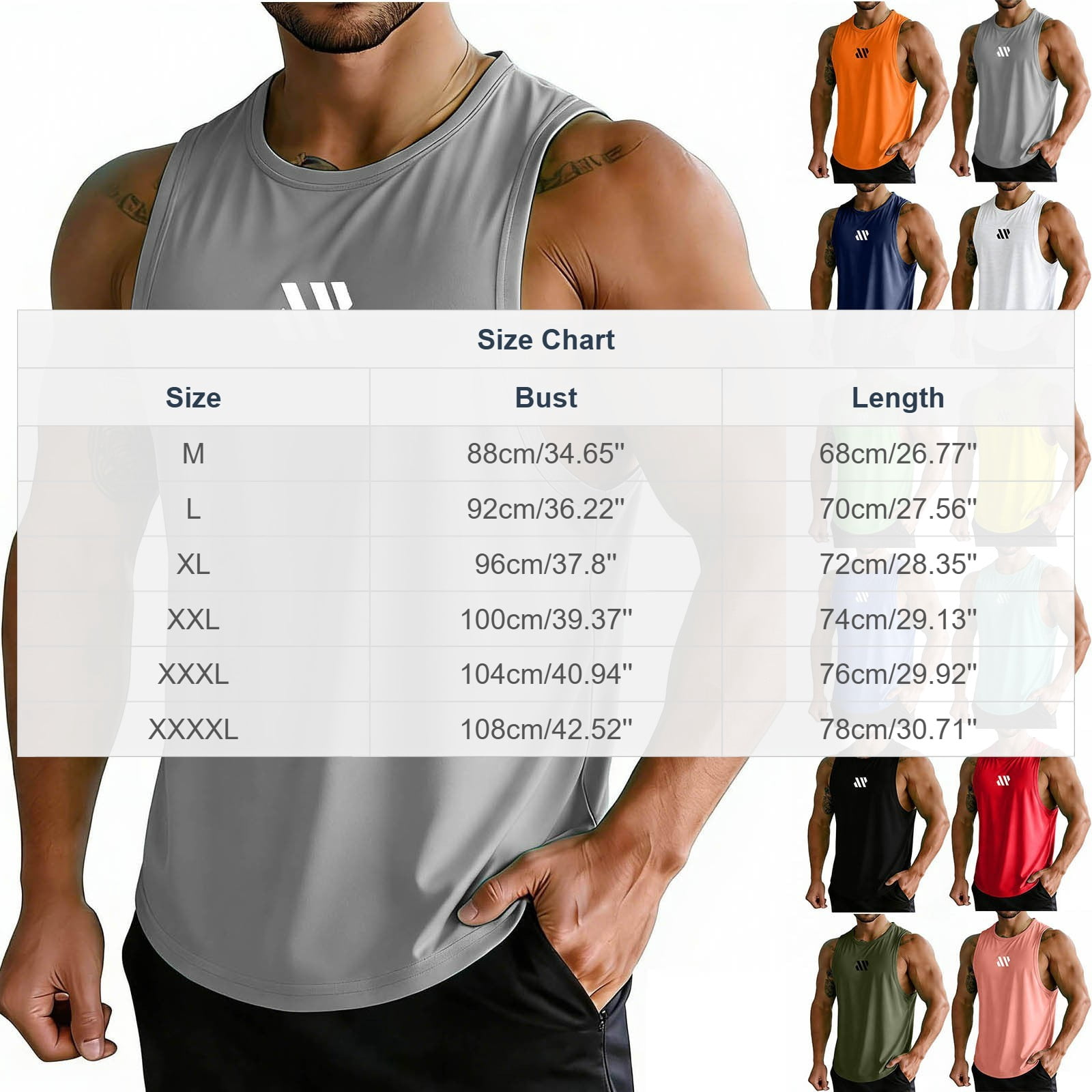 Hvogkswy Tank Tops Men, Solid Color Crew Neck Sleeveless T-Shirts Loose Breathable Outdoor Workout Running Summer Muscle Tank Tops, Sizes M-4XL
