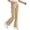 Khaki, variant on Girls School Uniform Flare Pants, Kids Solid Color Bootcut Casual Trousers Half Elastic Waist band, Mock Fly, Belt Loops and Side Pocket for School Uniforms and Everyday Wear