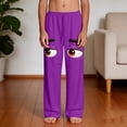 thumbnail image 5 of Boys Purple Sweatpants Funny Cartoon Face 3D Print Soft Lounge Pants for Kids Comfortable Joggers Elastic Waistband with Pockets 4-14,Size 12 T, 5 of 9