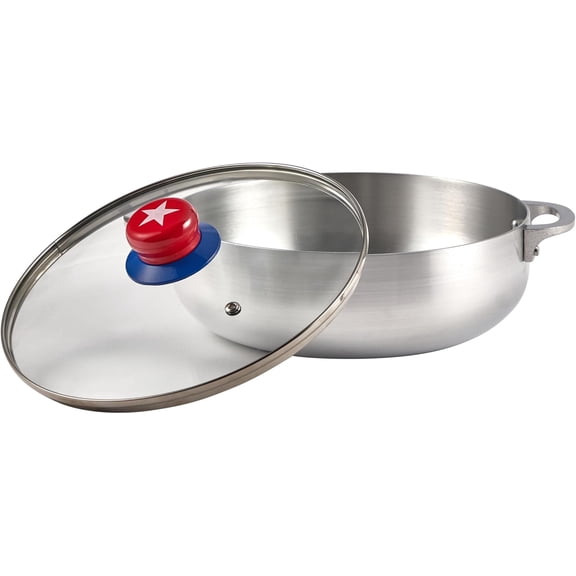 3.2Qt Cuba-Themed Aluminum Caldero with Glass Lid for Rice Stews & Everyday Cooking