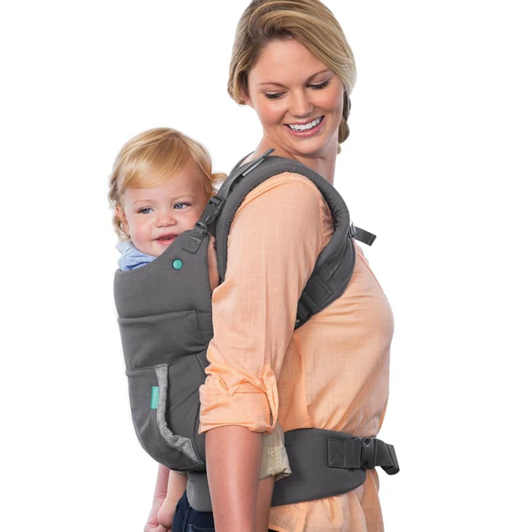 Infantino Cuddle up Ergonomic Hoodie Baby Carrier, 2-Position, 12-40lbs, Gray Bear