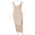 thumbnail image 3 of Robe Fendue pour Femmes Couleur Unie Col en V Profond Sans Manches une-Pièce, 3 of 6