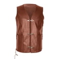 thumbnail image 1 of Gilet Sans Manches en Cuir à Col en V avec Poches pour Hommes, 1 of 5