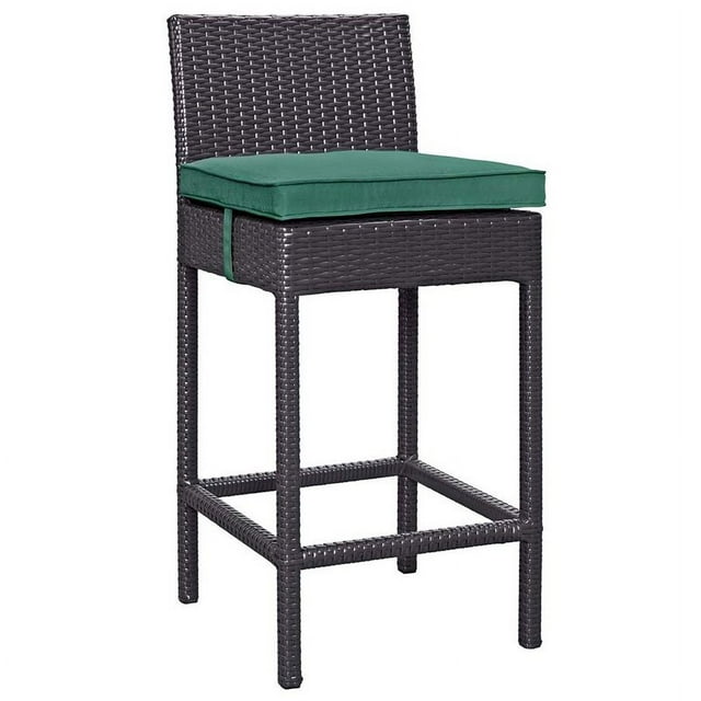 Modway Convene 27.5" Wicker / Rattan Patio Bar Stool in Espresso/Green