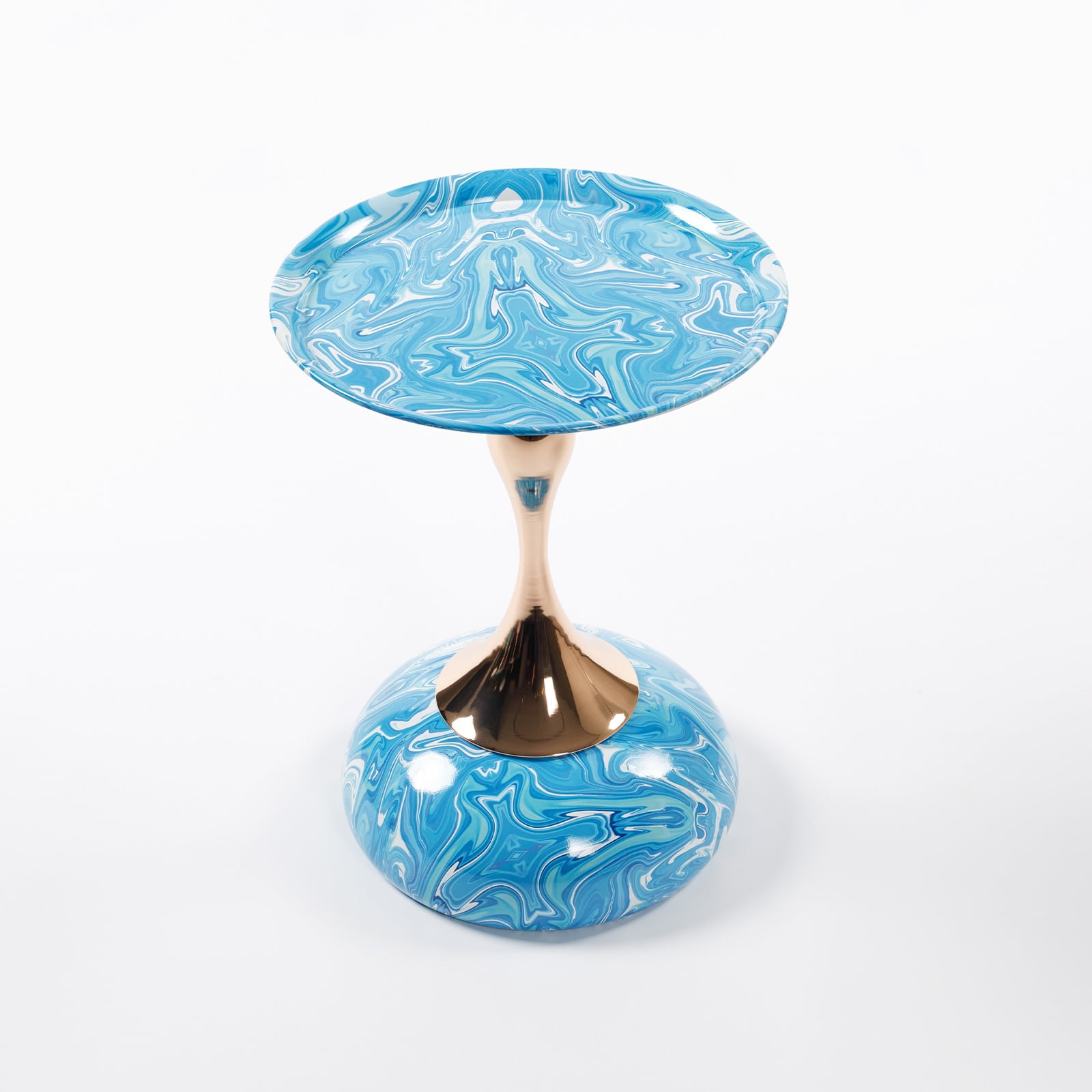 MAYEERTY Mermaid Tail End Coffee Table Round Side Table, Modern Metal Pedestal Table, Minimalist Accent Table for Small Spaces, Drink Martini Table Decoration