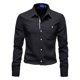 thumbnail image 2 of Nueva camisa de negocios ligera con botón de solapa informal de color sólido de manga larga Pompotops oipoqjl27068, 2 of 7