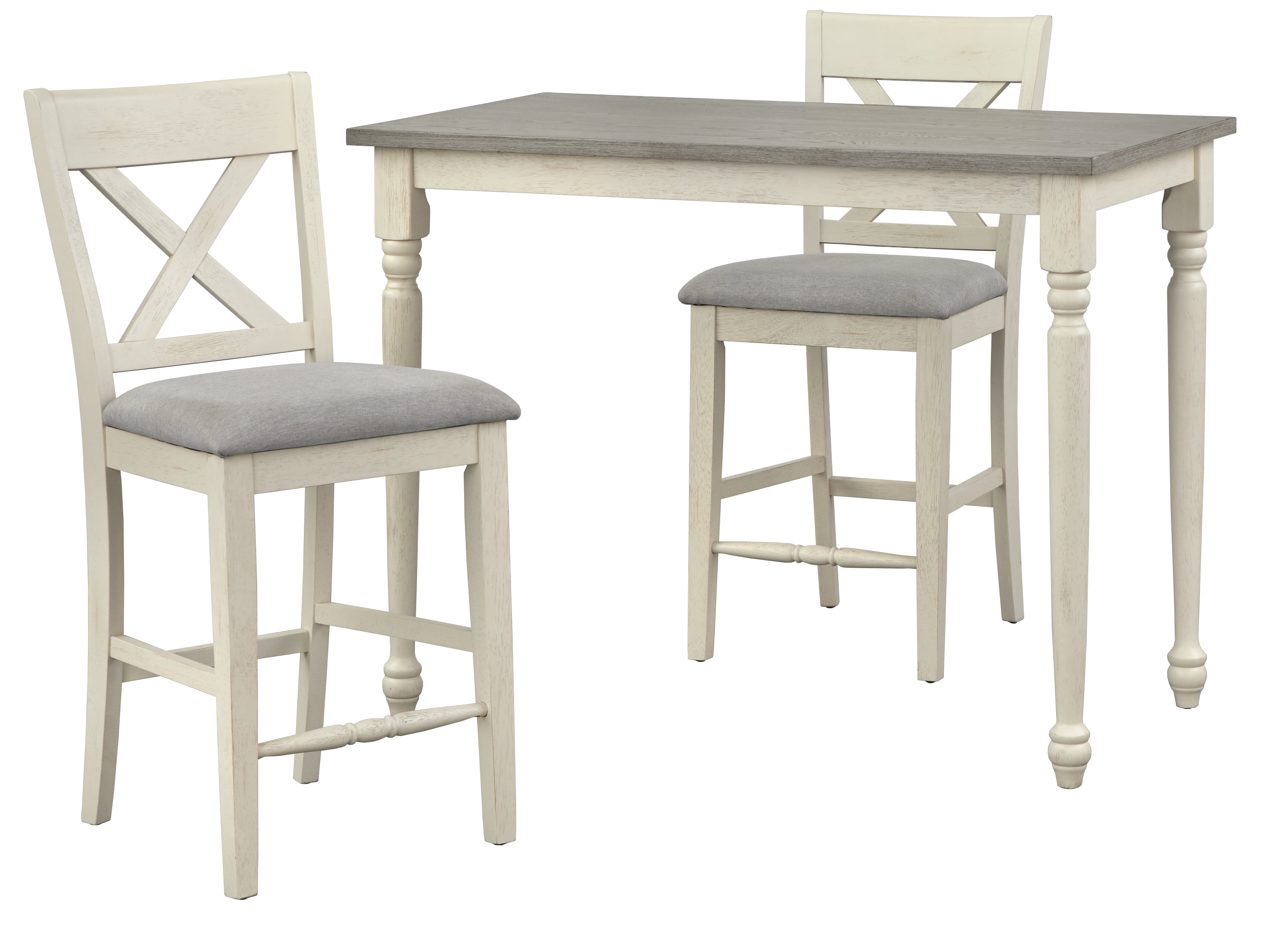 TMS Montreal 48" Indoor Counter Height Dining Table, White/Distressed Gray