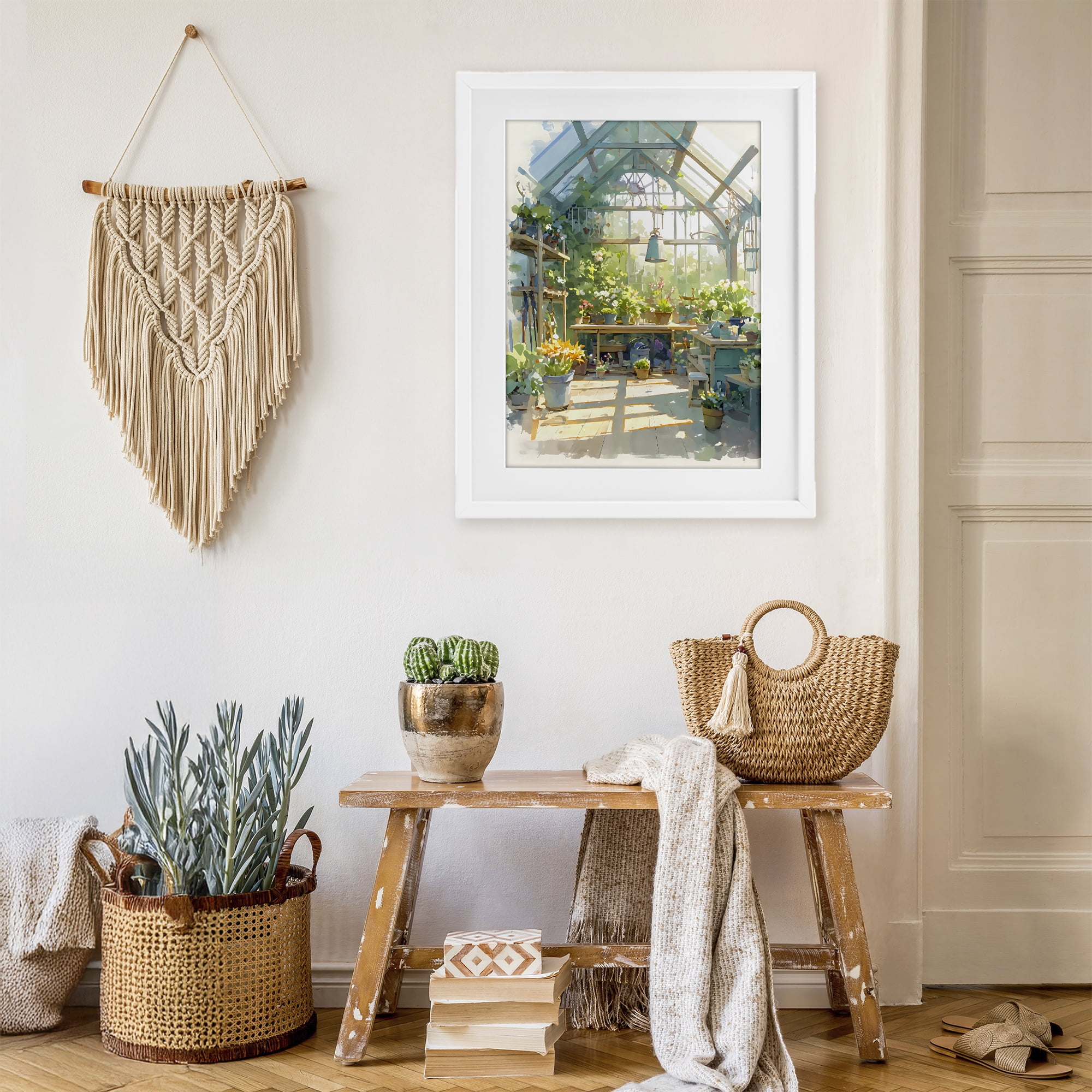 Stupell Industries Sunlit Greenhouse Plant Sanctuary White Framed Print Under Glass, design by Creative Studio