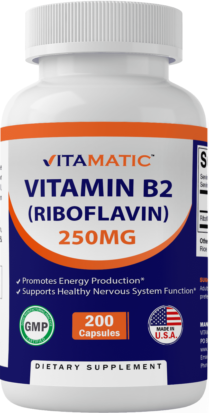 Vitamatic Vitamin B2 250 mg 200 Capsules
