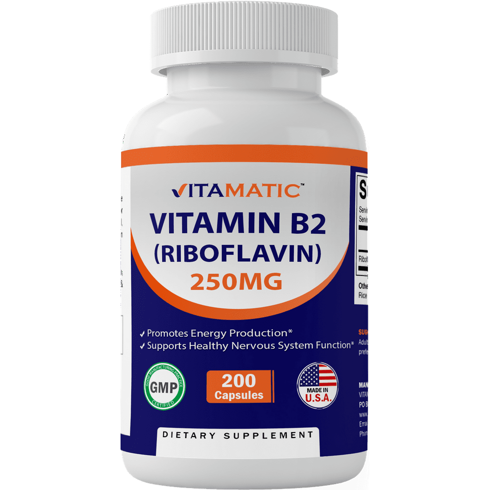 Vitamatic Vitamin B2 250 mg 200 Capsules