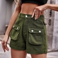 thumbnail image 2 of Sngxgn Women's High Waisted Casual Shorts Ripped Hem Frayed Distressed Short Casual(Green,XXL), 2 of 7