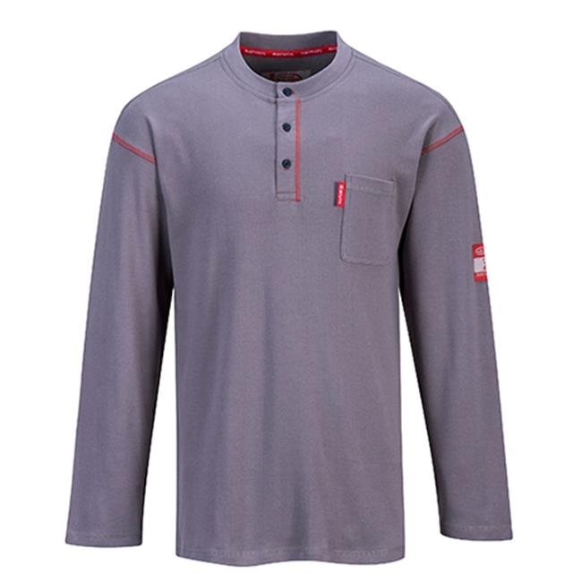 Portwest Bizflame Button Down Crew Neck Shirt Gray X-Large FR02 Portwest Bizflame Button Down Crew Neck Shirt Gray X-Large FR02
