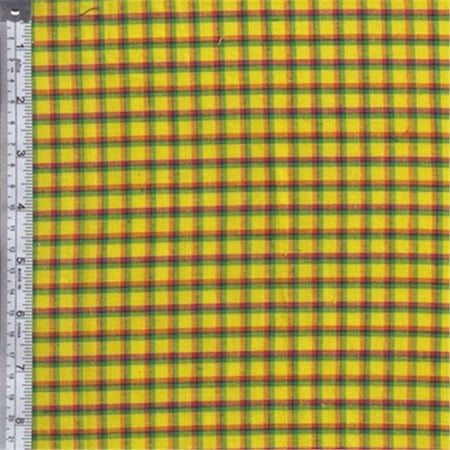 Textile Creations RW0140 Rustic Woven Fabric, Plaid Yellow, Orange And Fuchsia, 15 yd.