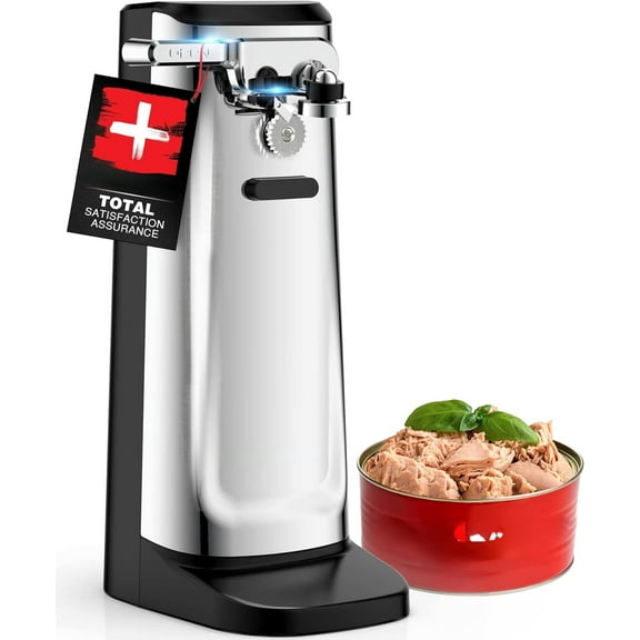 OASIS Electric Can Opener, Knife Sharpener & Bottle Opener, Easy Push Down Lever, Works with Standard And Pop-Top Cans, Durable Stainless Steel & ABS - Kitchen Essentials and Accessories