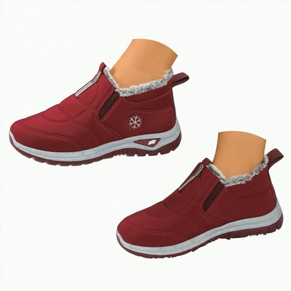 CAICJ98 Womens Winter Boots Warm Lined Waterproof Ankle Booties Ladies Comfortable Short Boots Outdoor Snow Boots Women (Red,Size 8.5)