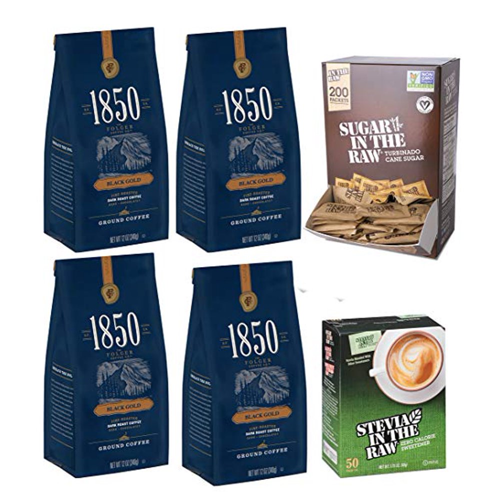 4Pack Folgers 12 Oz Bags 1850 Black Gold Blend Dark Roast Ground
