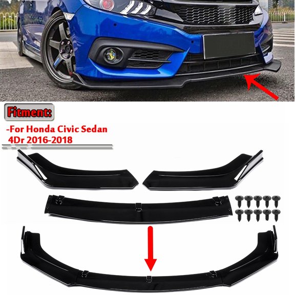Universal Front Lip Splitter Body Kit Front Spoiler Lip Air Dam Chin Front Bumper Lip Lower Protector Gloss Black