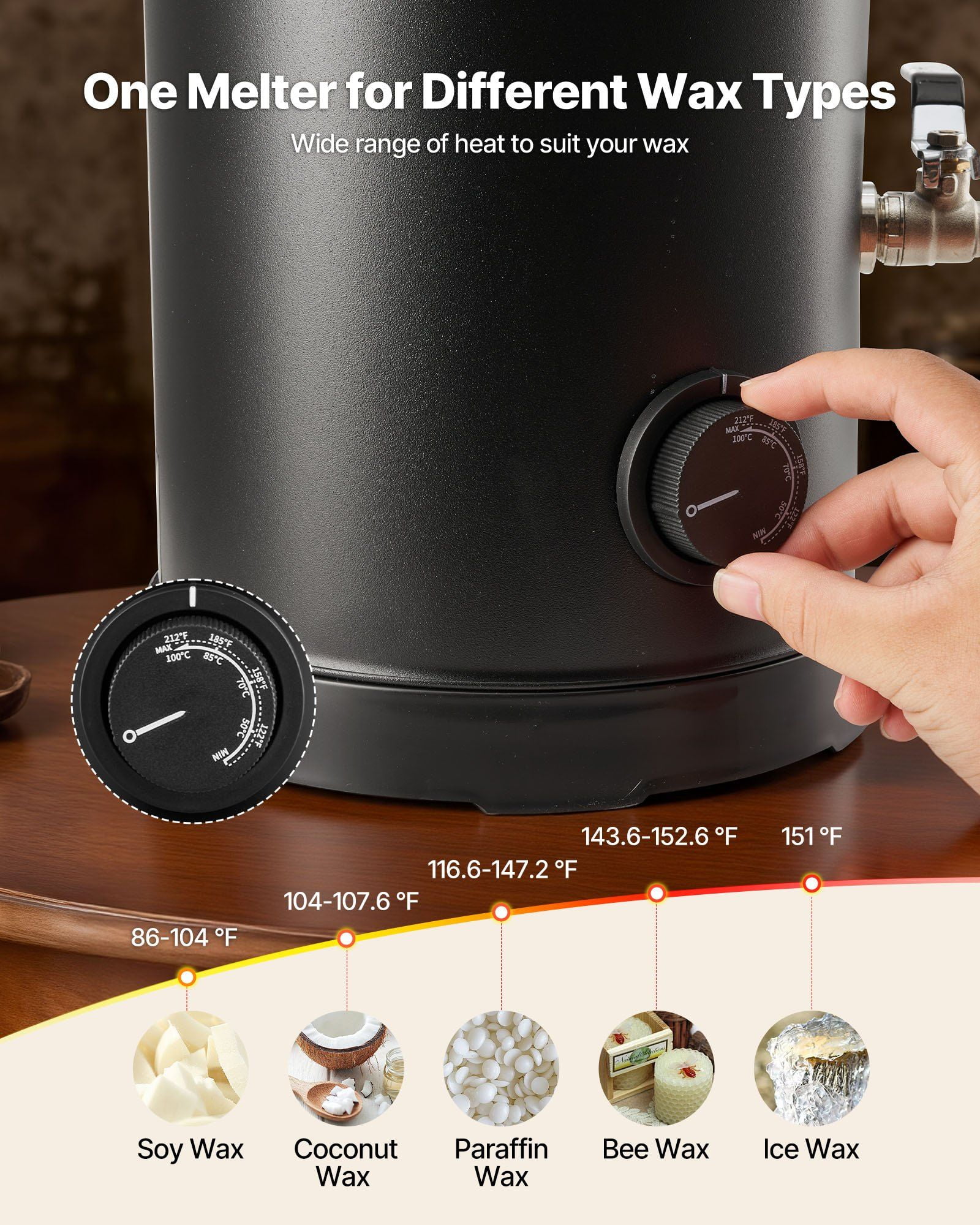 CAFORKP 10.6Qt Wax Melting Pot with Temperature Control & Pour Spout - Premium Candle and Soap Making Supplies