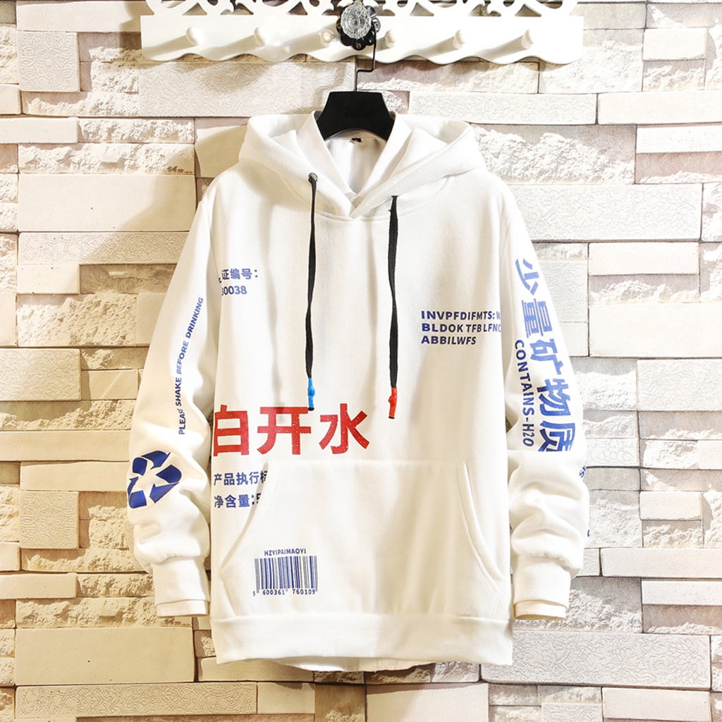 white hoodies for men men's casual fashion printing patchwork hoodie long  sleeves sweatershirt tops - Walmart.com