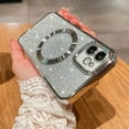 thumbnail image 5 of Compatible with iPhone 11 Magnetic Glitter Case, Luxury Plating Cute Bling Clear Phone Case, Compatible with MagSafe for Women Girls with Camera Protector Back Cover - Silver, 5 of 10