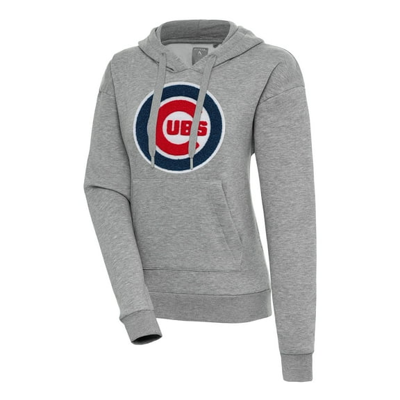 Women's Antigua  Heather Gray Chicago Cubs Victory Pullover Hoodie