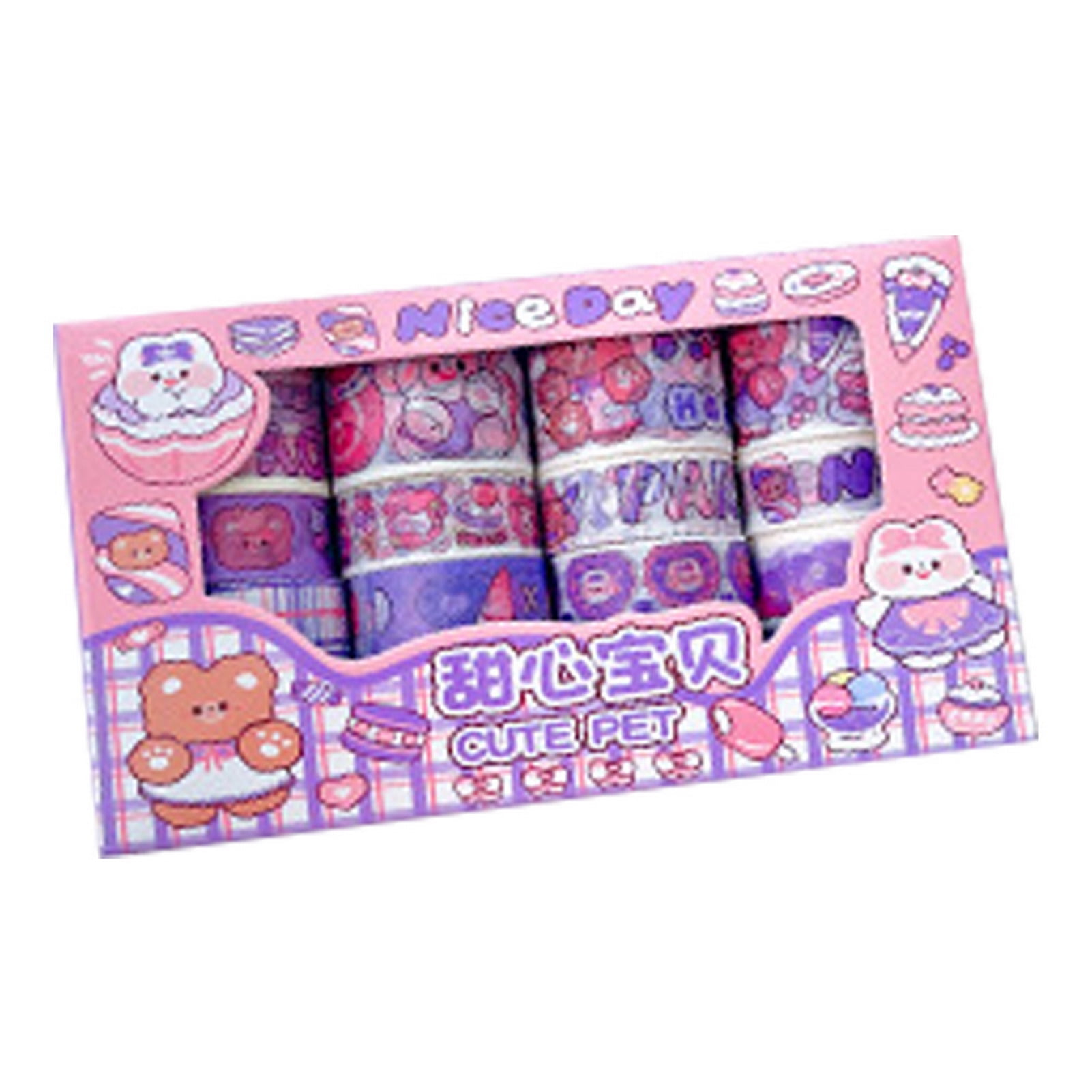 20 Rolls Washi Tapes Multicolor Adhesive Clear Print Removable Sticky