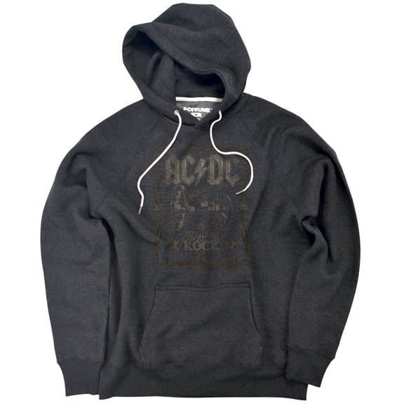 ACDC Rock Label Unisex Adult Slim Fit Pull-Over Heather Hoodie, Charcoal, Small