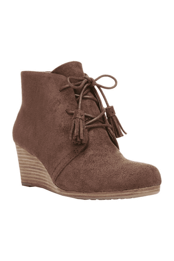 Caleres Women's Dakota Wedge Ankle Boot Faux Suede Brown Size 8.5 M