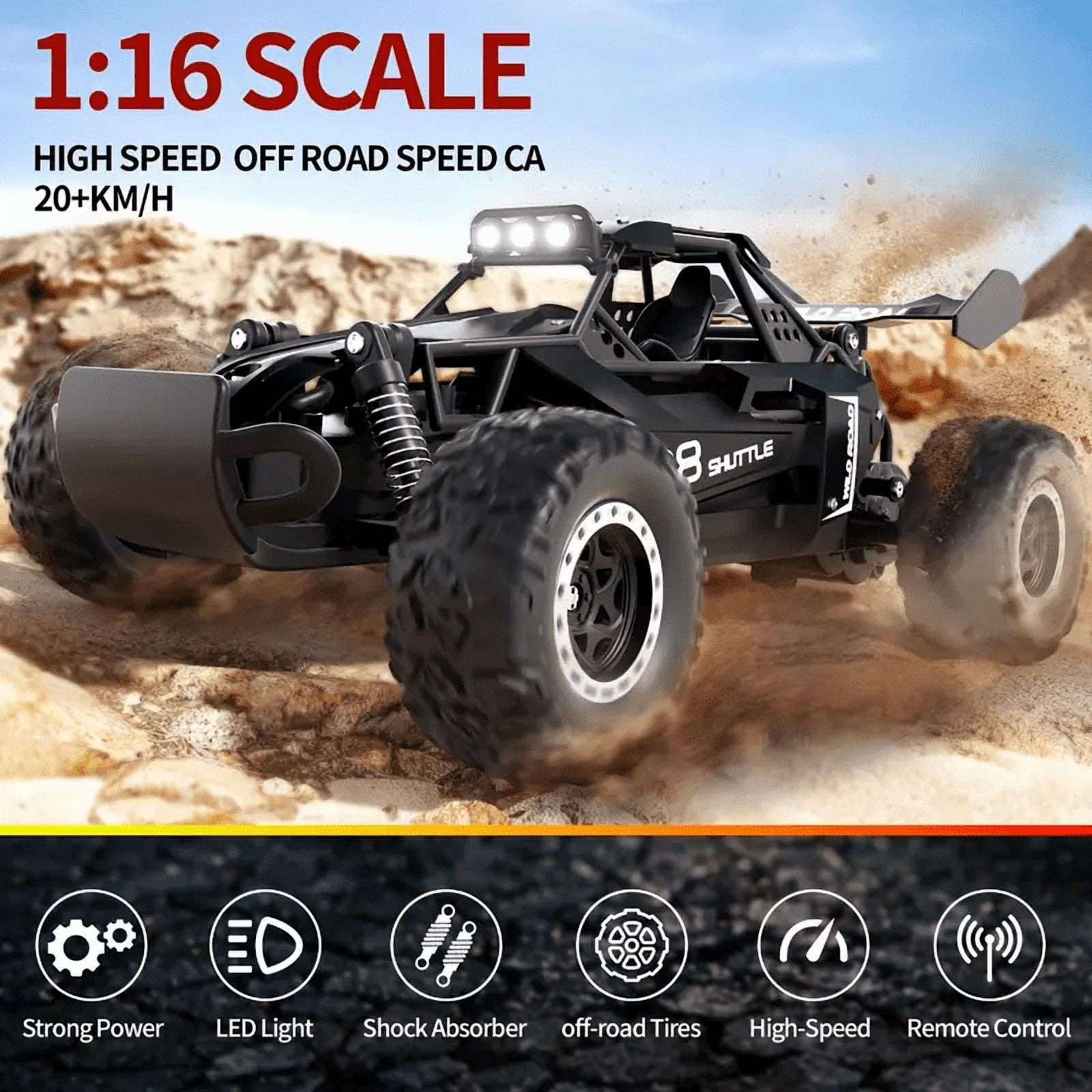 HYPERLIVING RC Off-Road Car 1:16 Scale All Terrain Fast RC Car 20KM/H High Speed 2WD Electric Vehicle with 2.4G Remote Control Monster Truck