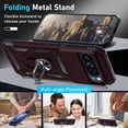 thumbnail image 2 of KOMI Case Compatible with Google Pixel 9/9 Pro Built in Slide Camera Lens Cover+Screen Protector+Finger Ring Holder Kickstand,Heavy Duty Shockproof Full Body Protective Phone Cover, Wine Red, 2 of 5