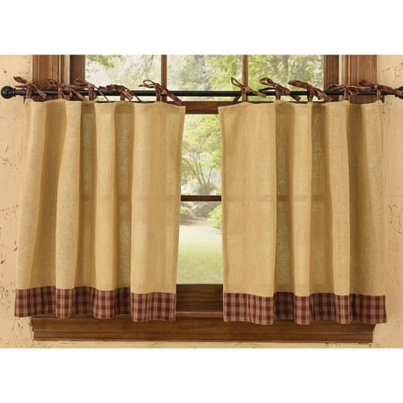 Sturbridge Wine Burlap And Tie Curtain Tiers Walmart Com