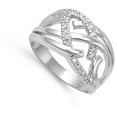 thumbnail image 4 of White Cubic Zirconia Criss Cross Filigree Wave Ring .925 Sterling Silver Band Jewelry Female Size 5, 4 of 4