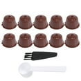 thumbnail image 1 of KAKOWELY Coffee Strainer 1 Sets Refillable Coffee Capsule Coffee Strainer Cup Set Coffee Filter Compatible for DOLCE GUSTO (Light Brown 10pcs for Package with Spoon and Brush), 1 of 5