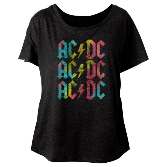 AC/DC Groupe de Hard Rock Groupe de Musique Logos Multicolores Dames Slouchy T-Shirt
