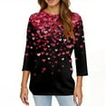 thumbnail image 4 of Resicozy Valentines Shirts for Women Fashion 2026 Cute Love Heart Printed Tunic Tops Plus Size Casual Summer 3/4 Sleeve Blouses Black#1 S, 4 of 4