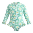thumbnail image 4 of NAFUU Girls Swimsuit Long Sleeve O-Neck Zipper One Piece Swim Suits Summer Floral Print Bathing Suits For Kids Swimwear Swimsuits For Girl Sizes 7-8 Years, 4 of 4