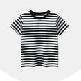 thumbnail image 2 of Boys Striped T Shirt Short Sleeve Black 100% Cotton Crew Neck Tee for Kids 2-10 Years Comfortable Durable,Size 4-5 T, 2 of 4