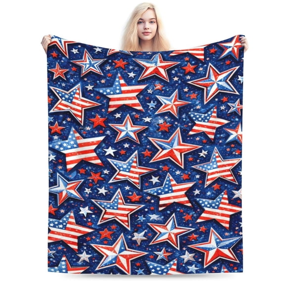 Fourth of July Blanket Patriotic American Flag Star Pattern Blanket Independence Day Blanket Soft Cozy Blanket Home Decor 50x40