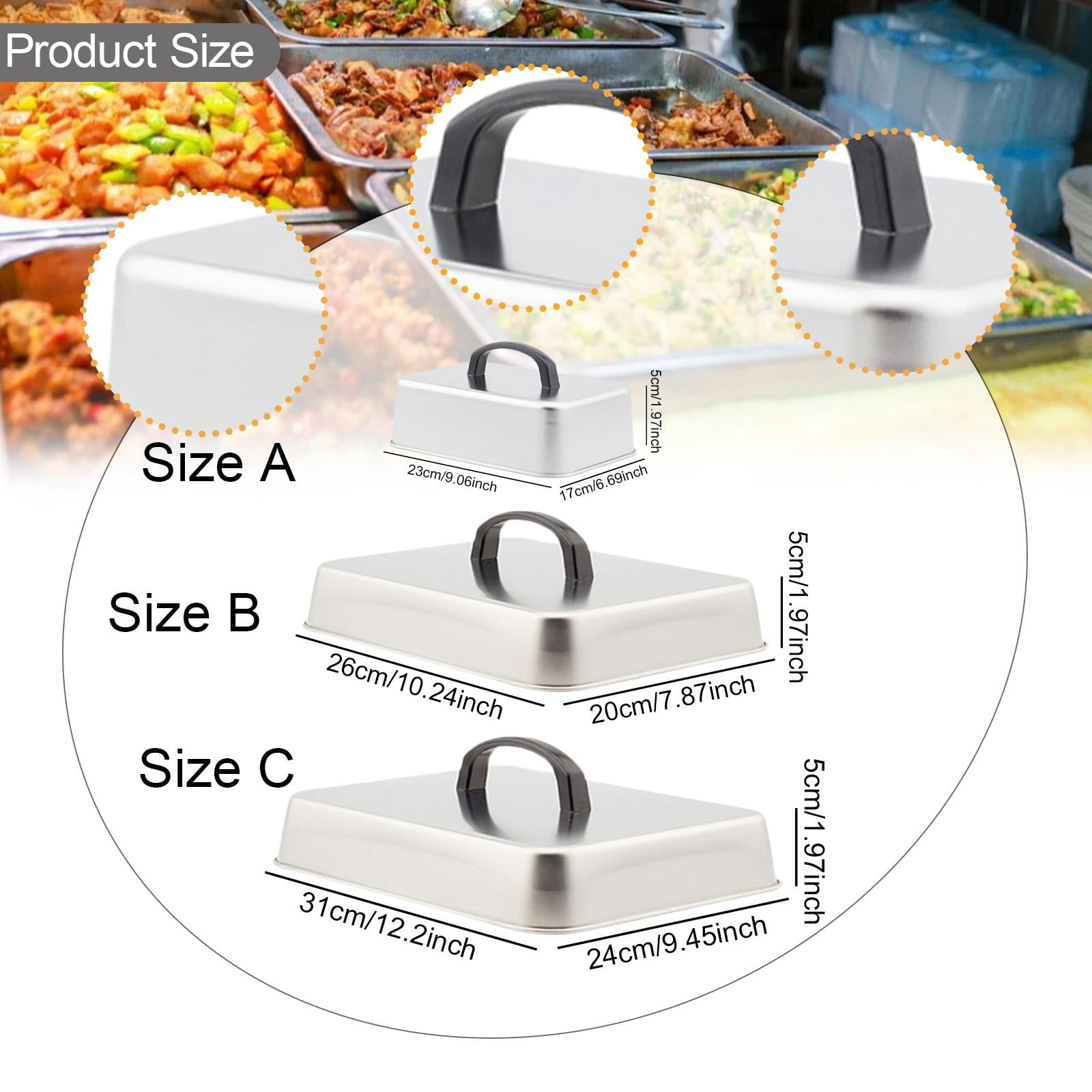 QSTDGVPW Grill Lid Rectangular Steaming Cover Lid for Flat Top Griddle Teppanyaki BBQ 31x24x5cm