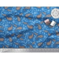 thumbnail image 3 of Soimoi Japan Crepe Satin Fabric Leaves & Floral Paisley Print Sewing Fabric Yard 42 Inch Wide, 3 of 3