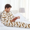 thumbnail image 6 of Disketp Leopard Print Mens Pajama Set, Soft Warm Long Sleeve Sleepwear, Cozy Button-Down Pjs for Men-Large, 6 of 7
