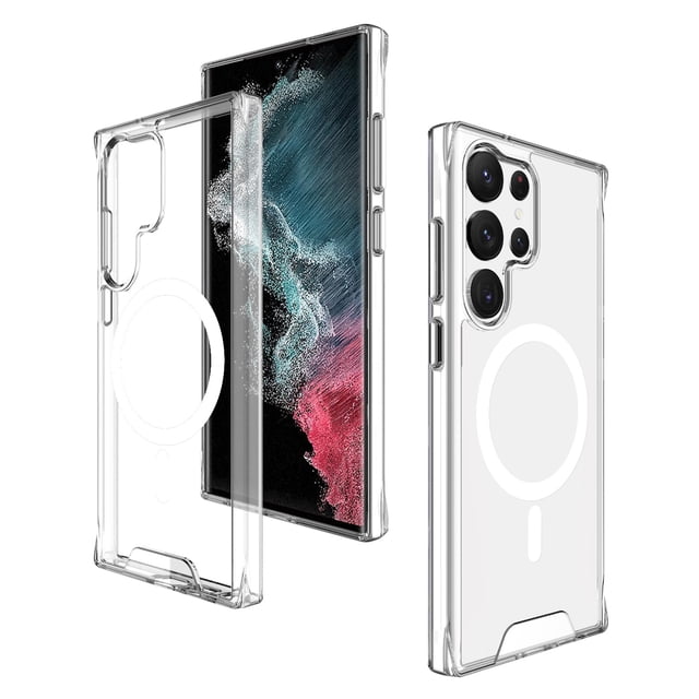 Funda protectora transparente con carcasa magnética para teléfono móvil Samsung S24 y Samsung S23, carcasa espacial inalámbrica