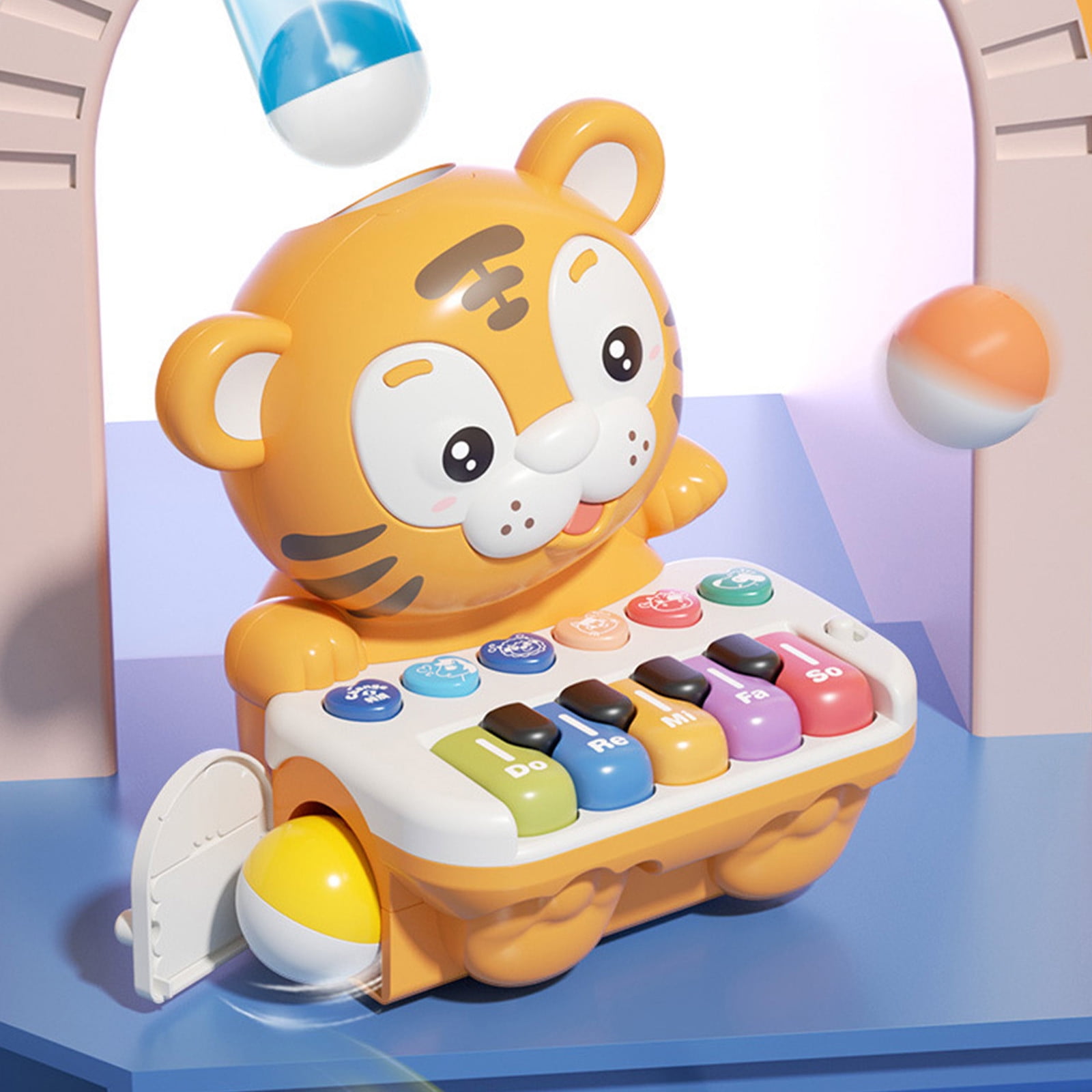 Electronic Rolling Piano Toy, Multifunctional Music Keyboard, Early Education Instrument, Light-Up Keys & Balls, Interactive Learning Toy for Toddlers