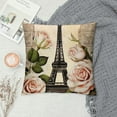 thumbnail image 2 of Nawypu  French Eiffel Tower Pillow Case Decor Vintage Peony Flower Quote Lettering Pattern Throw Pillow Covers Square Standard Cushion Cover for Home Sofa Bed (Peony Flower), 2 of 5