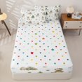 thumbnail image 4 of Castle Fairy Kawaii Animal Bear Zipper Twin Comforter Sets with Fitted Sheet and 2 Pillowcases,Cartoon Wildlife Zipper Bedding Set,Sage Off White,Reversible,4-Piece, 4 of 6