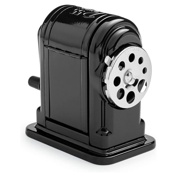 Pencil Sharpener, Manual - Classroom & Office - Heavy Duty Metal - Wall or Desk Mount - Black - Sharpens 8 Sizes 1 Count (Pack of 1)
