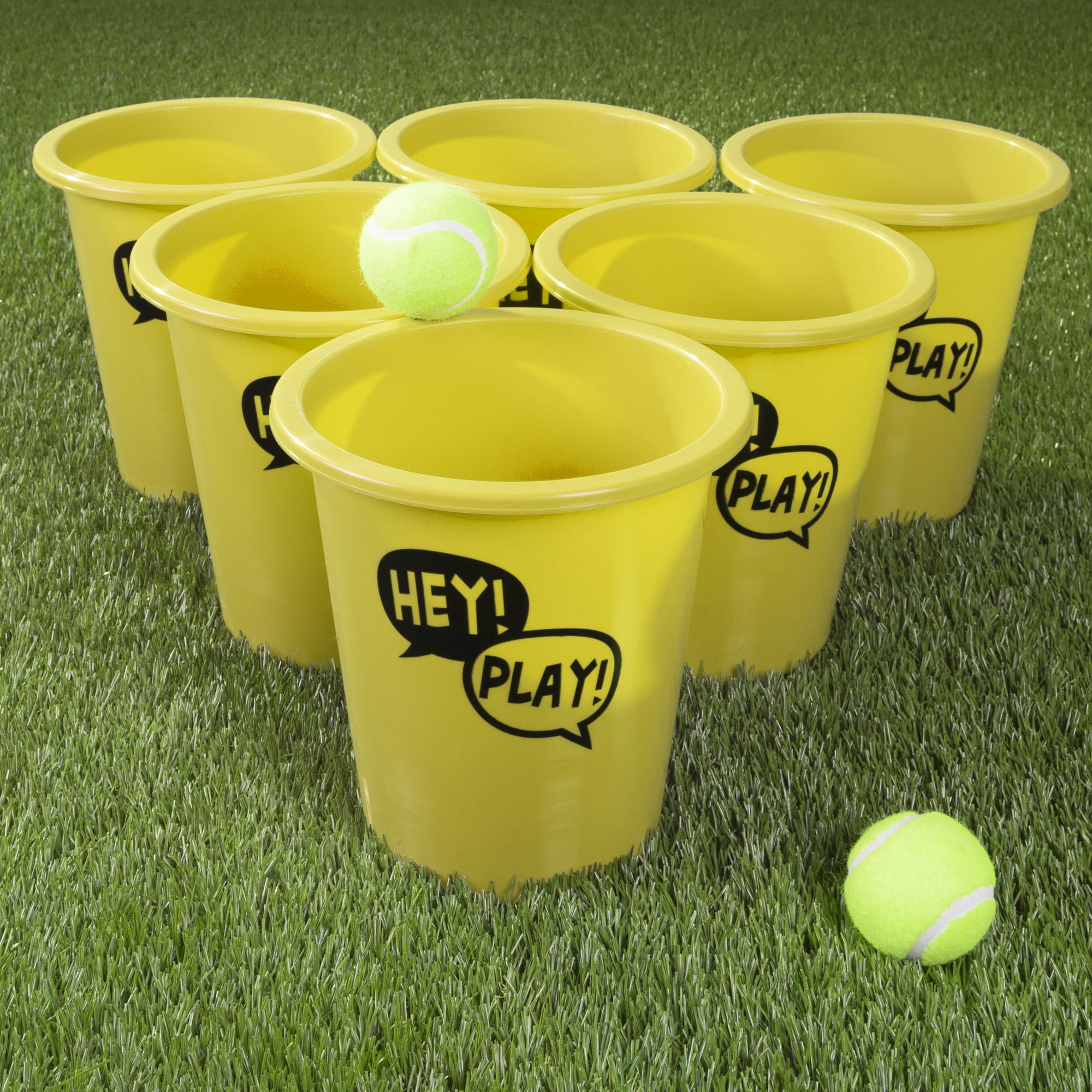 Large Beer Pong Outdoor Game Set by Hey! Play! (Blue and Yellow)