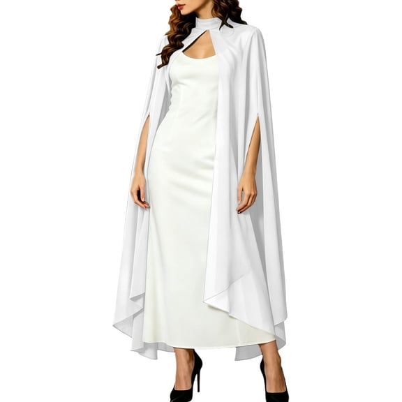 Chiffon Cape Poncho For Women, Teen Sheer Mesh Party Long Shawl Wrap, Halloween Capelet Bridal Evening Dress Cover Up