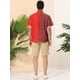 thumbnail image 5 of Lars Amadeus Camisa a cuadros de manga corta con botones de patchwork a cuadros de verano para hombre rojo verde XL Unique Bargains Camisa, 5 of 6