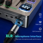 FIFINE SC3 Gaming Audio Mixer, 4 Channels Audio Interface with XLR/6.35mm/3.5mm Inputs, RGB Streaming Sound Card with Monitor, 48V Power, Mute Button SC3PLUS